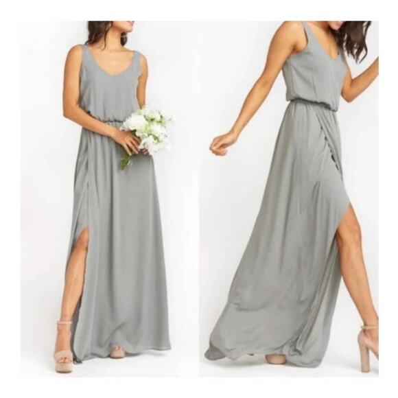 Show Me Your MuMu Kendall Maxi Dress Soft Charcoal Crisp Small NWT - Picture 1 of 8